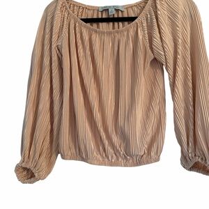 Blue Sol Whimsical Plisse Champagne S Boho Chic off the shoulder blouse